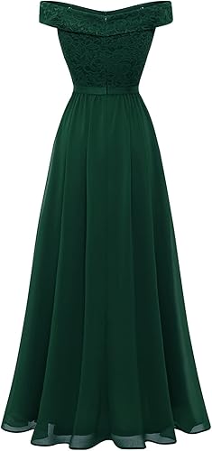 GlowFit Women's Lace Bridesmaid Dress – A-Line Off Shoulder Floral Lace Chiffon Wedding Dress - GLOW FIT ESSENTIALS