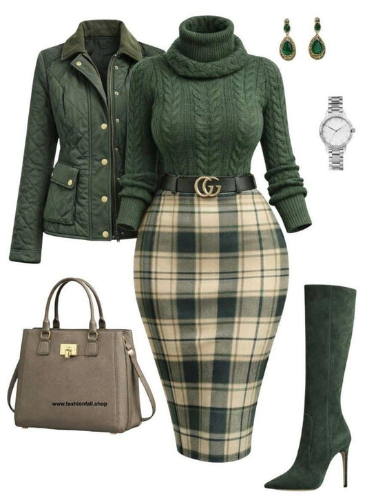 Navy & Mustard Butterfly Turtleneck Flare Trouser Luxury Outfit Set - GLOW FIT ESSENTIALS
