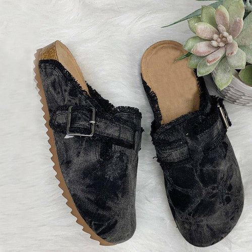 Women's Vintage Canvas Loafer Clogs – Flat Heel Round Toe Slip-On Shoes - GLOW FIT ESSENTIALS
