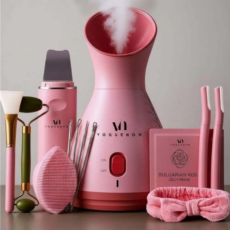YOGUENOW Facial Steamer & At-Home Spa Set – 8-Piece Skincare Kit - GLOW FIT ESSENTIALS