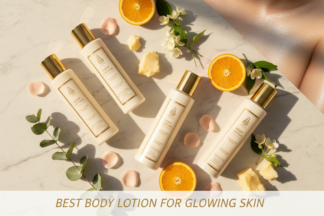 Woman applying brightening body lotion for glowing skin — Glow Fit Essentials body care guide
