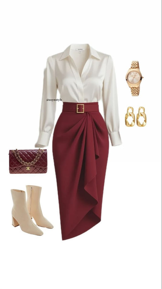 Navy & Mustard Butterfly Turtleneck Flare Trouser Luxury Outfit Set - GLOW FIT ESSENTIALS