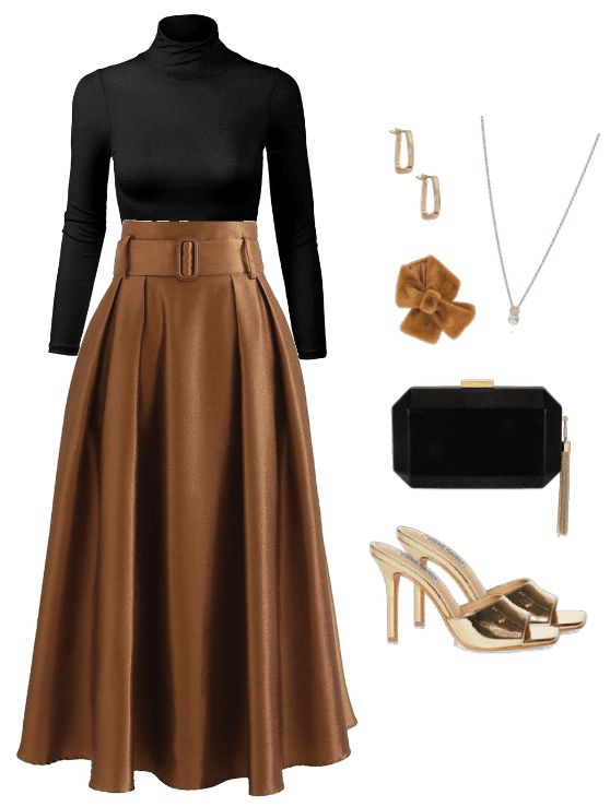 Chocolate Brown Belted Faux Leather A-Line Midi Skirt - GLOW FIT ESSENTIALS