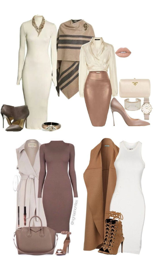 Cream & Chocolate Brown Ladies Attire Collection – 4-Look Style Set - GLOW FIT ESSENTIALS