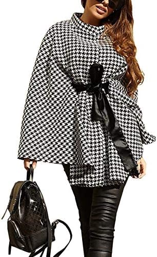 Houndstooth Print Poncho Shawl – Batwing Sleeve Asymmetrical Wrap for Women - GLOW FIT ESSENTIALS