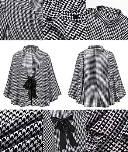 Houndstooth Print Poncho Shawl – Batwing Sleeve Asymmetrical Wrap for Women - GLOW FIT ESSENTIALS