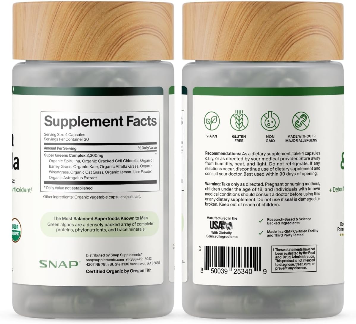 Snap Supplements Gut Health & Organic Spirulina Chlorella Bundle – 50 + 120 Capsules | Detox, Digest & Glow