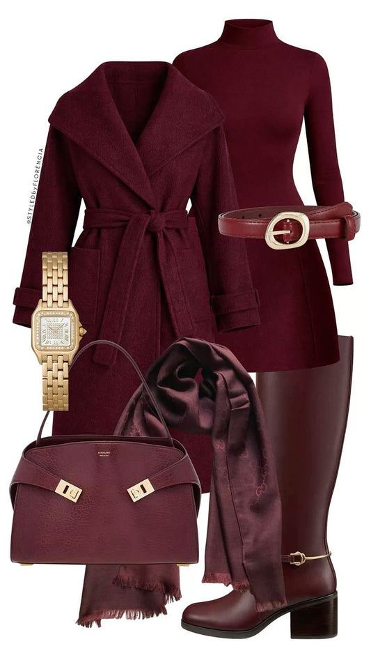 Burgundy Monochrome Luxury Outfit Set - GLOW FIT ESSENTIALS