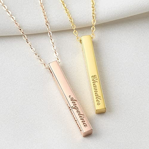 Personalized Mother Necklace – 4 Side Bar Necklace with Kids Names | Gold, Silver & Rose Gold - GLOW FIT ESSENTIALS