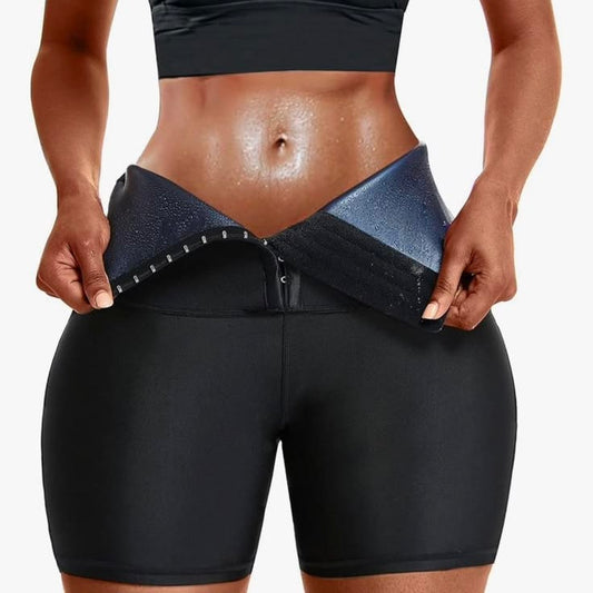 Sauna Sweat Shorts – High-Waist Waist Trainer Shorts for Women - GLOW FIT ESSENTIALS
