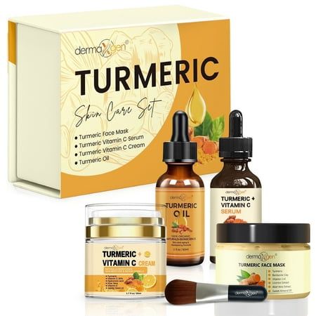 Dermaxgen Turmeric Skin Care Set – 4-Piece Vitamin C Glow Boosting Skincare Kit - GLOW FIT ESSENTIALS