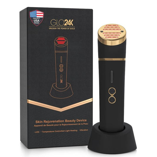 GLO24K Skin Rejuvenation Beauty Device – LED, Heat & Vibration for Face Spot Treatment & Fine Line Reduction - GLOW FIT ESSENTIALS