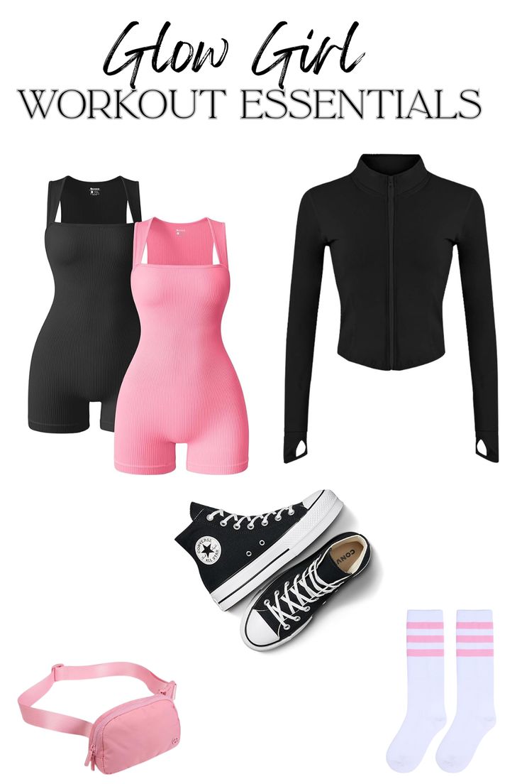 Glow Girl Workout Essentials – Women's Gym Outfit Bundle with Romper, Jacket, Bag & Accessories - GLOW FIT ESSENTIALS