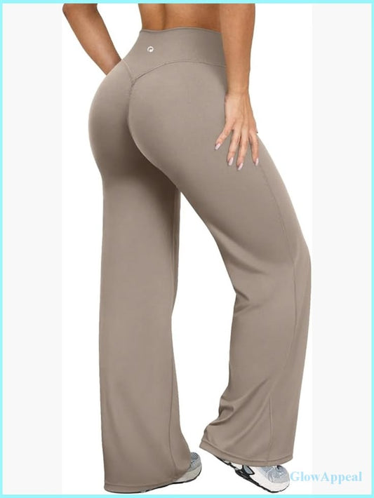 High-Waist Wide Leg Yoga Pants – Soft Stretch Flare Trousers for Women - GLOW FIT ESSENTIALS