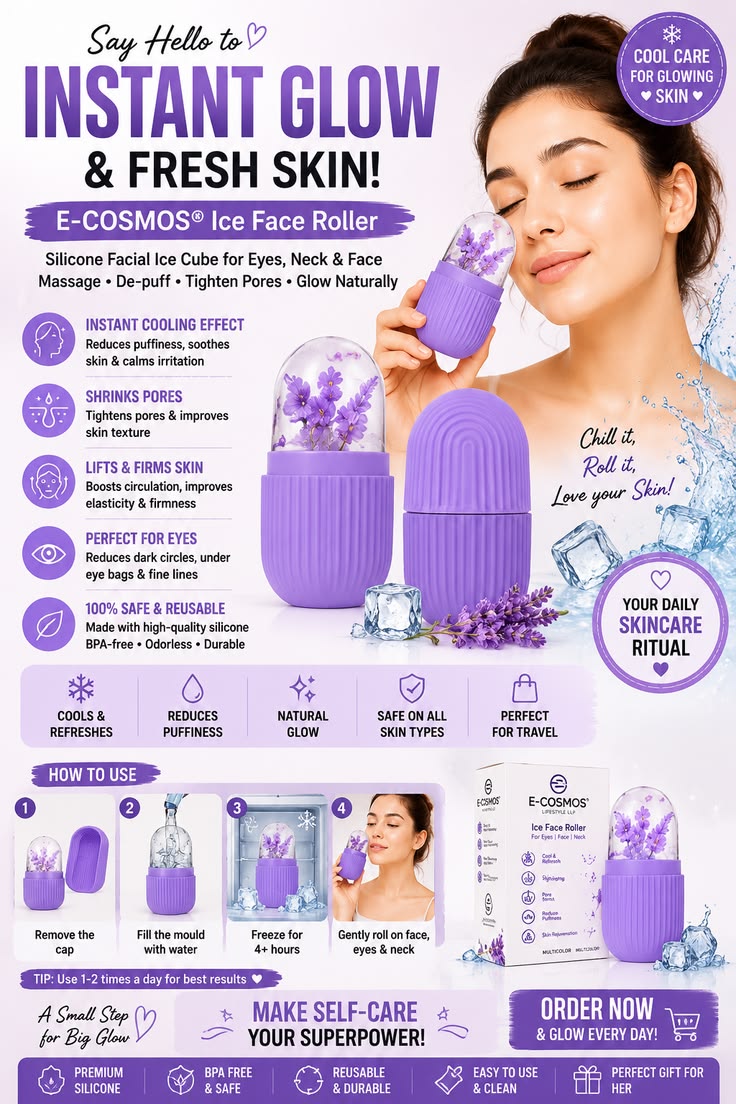 Ice Face Roller – Silicone Facial Cube for Eyes, Neck & Face Massage (Multicolor) - GLOW FIT ESSENTIALS