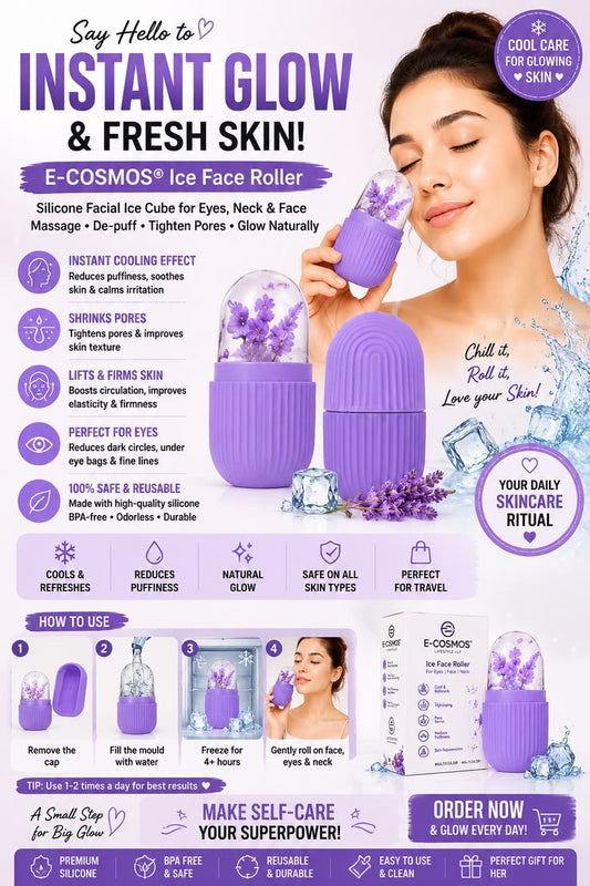 Ice Face Roller – Silicone Facial Cube for Eyes, Neck & Face Massage (Multicolor) - GLOW FIT ESSENTIALS