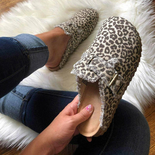 Flat Heel Round Toe Canvas Loafer Women's Vintage Clogs - GLOW FIT ESSENTIALS