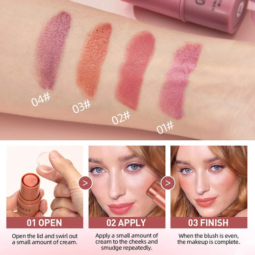 3-in-1 Cheek Blush Stick Lip Tinted Eyes Cheek Lips Brighten Cream - GLOW FIT ESSENTIALS