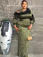 Plus Size African Party Dress – Dashiki Sequin Maxi Evening Gown | Muslim Wedding 2026 - GLOW FIT ESSENTIALS