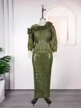Plus Size African Party Dress – Dashiki Sequin Maxi Evening Gown | Muslim Wedding 2026 - GLOW FIT ESSENTIALS