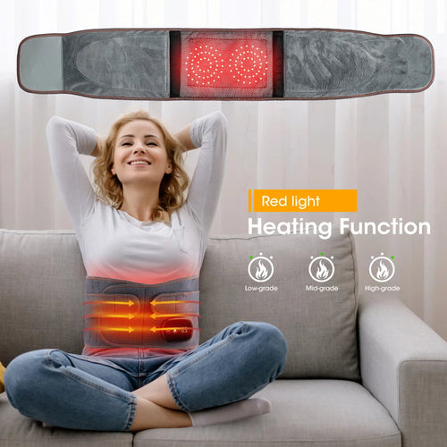 Heat Therapy Lumbar Brace & Back Massager Belt – Red Light, Vibration & Heat for Back Pain Relief - GLOW FIT ESSENTIALS