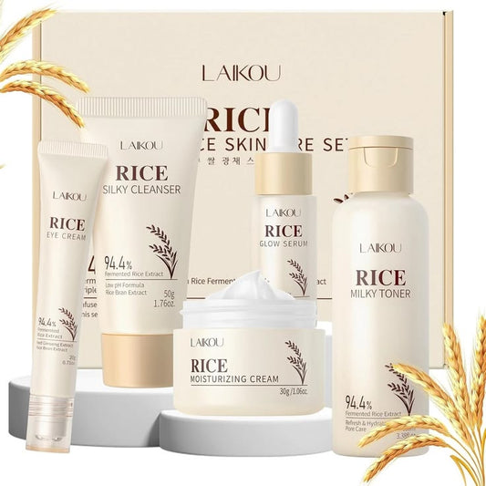 LAIKOU Rice Skin Care Set – 5-Piece Korean Skincare Routine - GLOW FIT ESSENTIALS