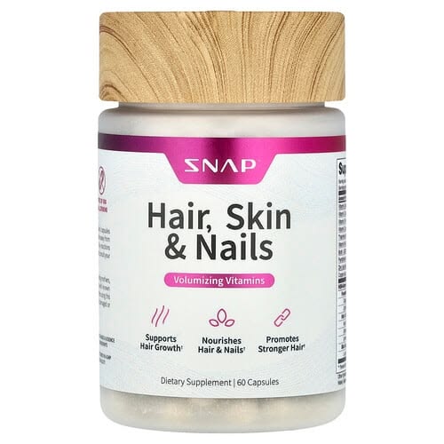 Snap Supplements Hair, Skin & Nails Volumizing Vitamins – 60 Capsules | Supports Hair Growth & Stronger Nails - GLOW FIT ESSENTIALS