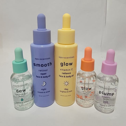 Spa Scentials 5-Piece Serum Set – Retinol, Vitamin C, Hyaluronic, Niacinamide & Collagen - GLOW FIT ESSENTIALS