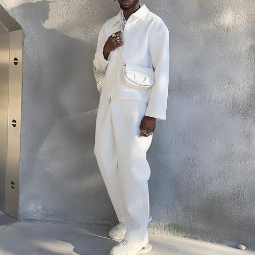 Men's Solid Color Fashion Tracksuit Top Casual Pants Two-piece Set - GLOW FIT ESSENTIALS