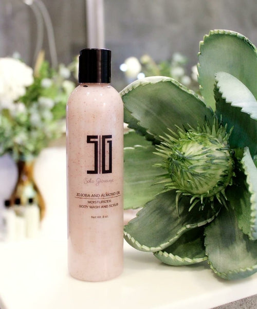 Jojoba and Almond Oil Moisturizer Body Wash and Scrub - GLOW FIT ESSENTIALS