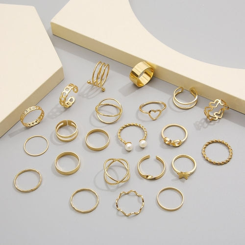 Women's Fashion Multi-Joint Geometric Ring Set - GLOW FIT ESSENTIALS