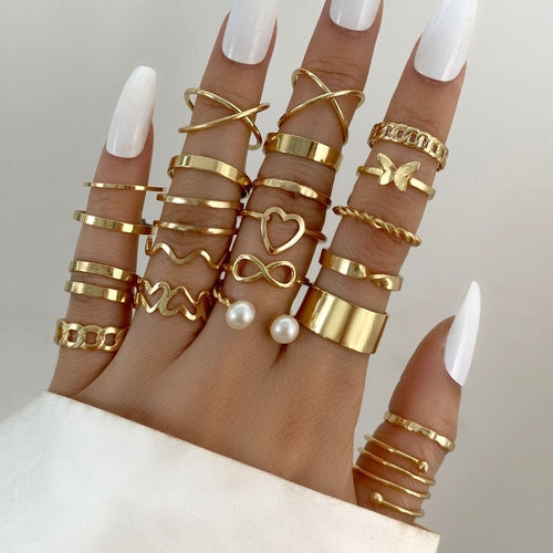 Women's Fashion Multi-Joint Geometric Ring Set - GLOW FIT ESSENTIALS