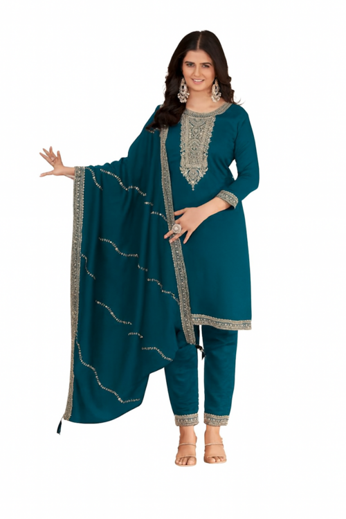 Women's Fashion Ethnic Wear Set - Traditional and Modern Style for Festivals and Occasions | Teal - GLOW FIT ESSENTIALS