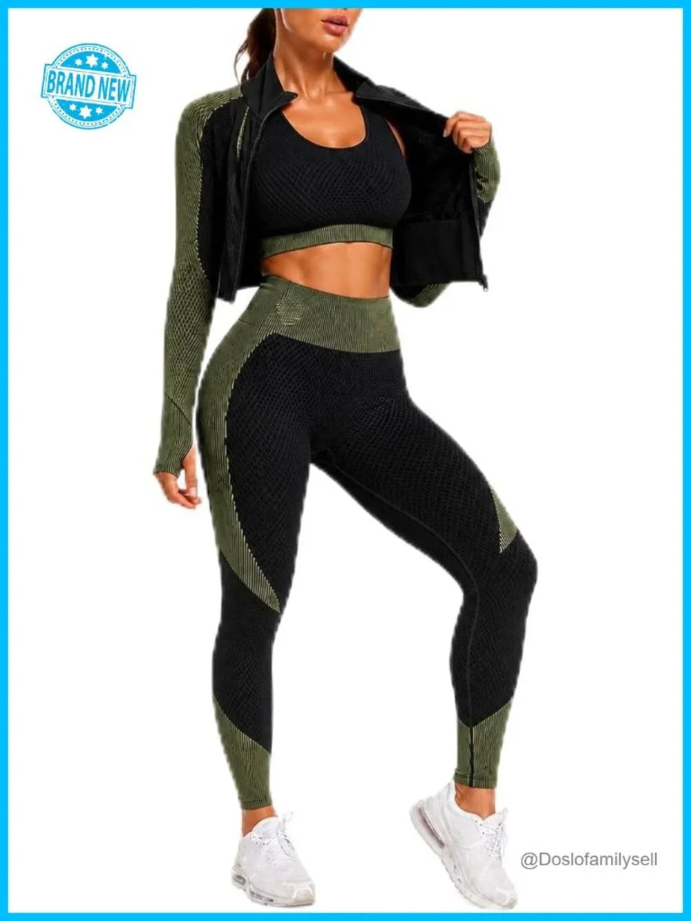 3-Piece Seamless Workout Set – High Waisted Leggings, Shorts & Sports Bra | Squat-Proof Activewear - GLOW FIT ESSENTIALS