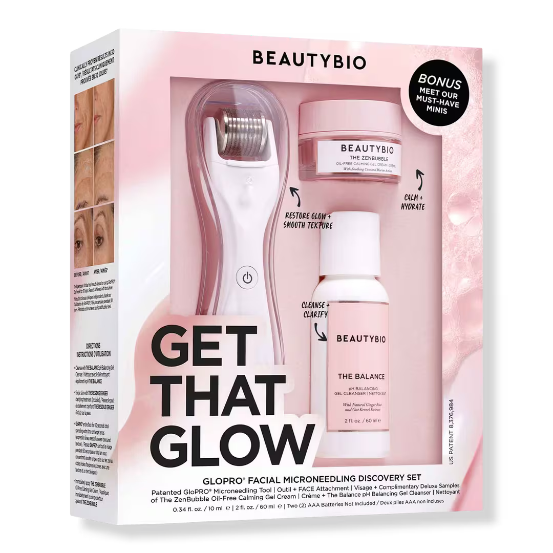 GloPRO Facial Microneedling Discovery Set – At-Home Collagen Boost Kit with Device, Serum, Cleanser & Cream - GLOW FIT ESSENTIALS