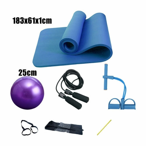 Deluxe 5-Piece Yoga & Fitness Home Gym Set – Mat, Ball, Resistance Bands, Skipping Rope & Bag - GLOW FIT ESSENTIALS