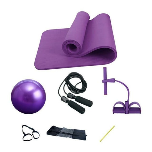 Deluxe 5-Piece Yoga & Fitness Home Gym Set – Mat, Ball, Resistance Bands, Skipping Rope & Bag - GLOW FIT ESSENTIALS